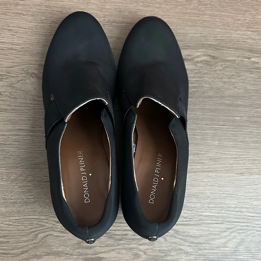 Donald J. Pliner Black Wedge Loafers